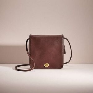 Vintage Coach #9620 Compact Pouch, Brown Leather Crossbody Bag W/ Gold Turnlock